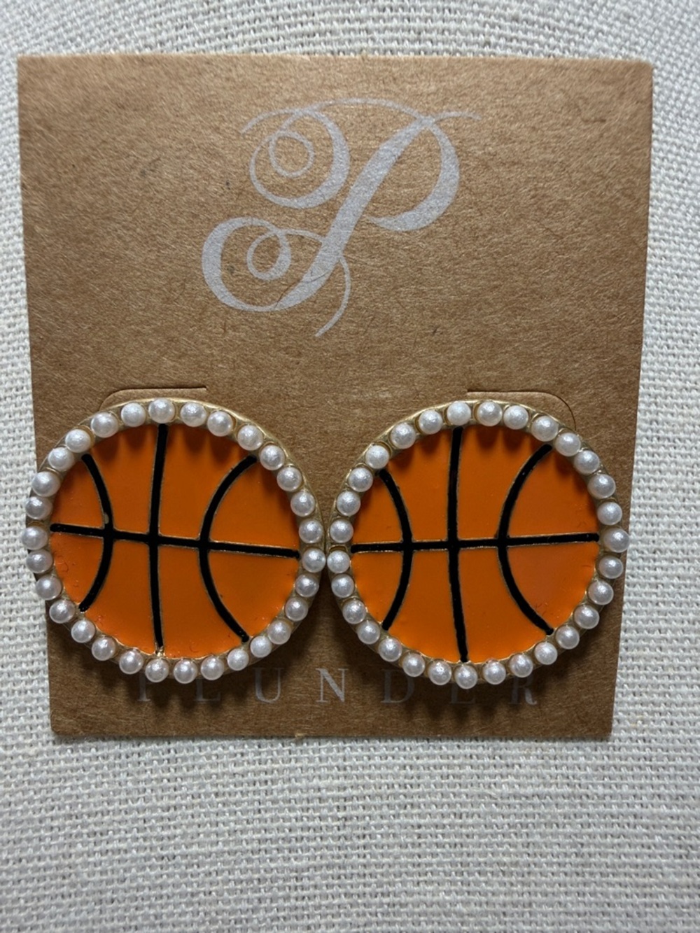 Plunder Orange Basketball Pearl-Trim Earrings
